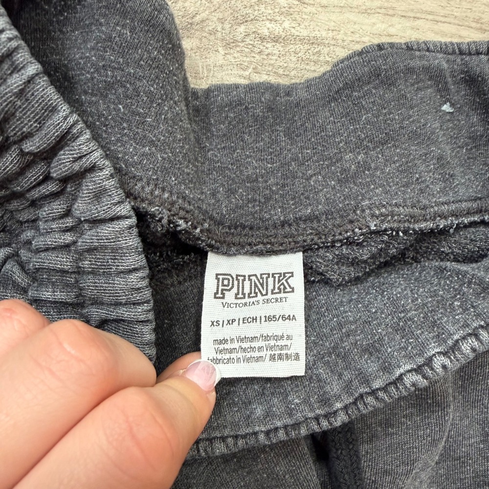 PINK Victorias Secret Charcoal Gray Acid Wash Ankle Zip Joggers XS - Picture 2 of 11